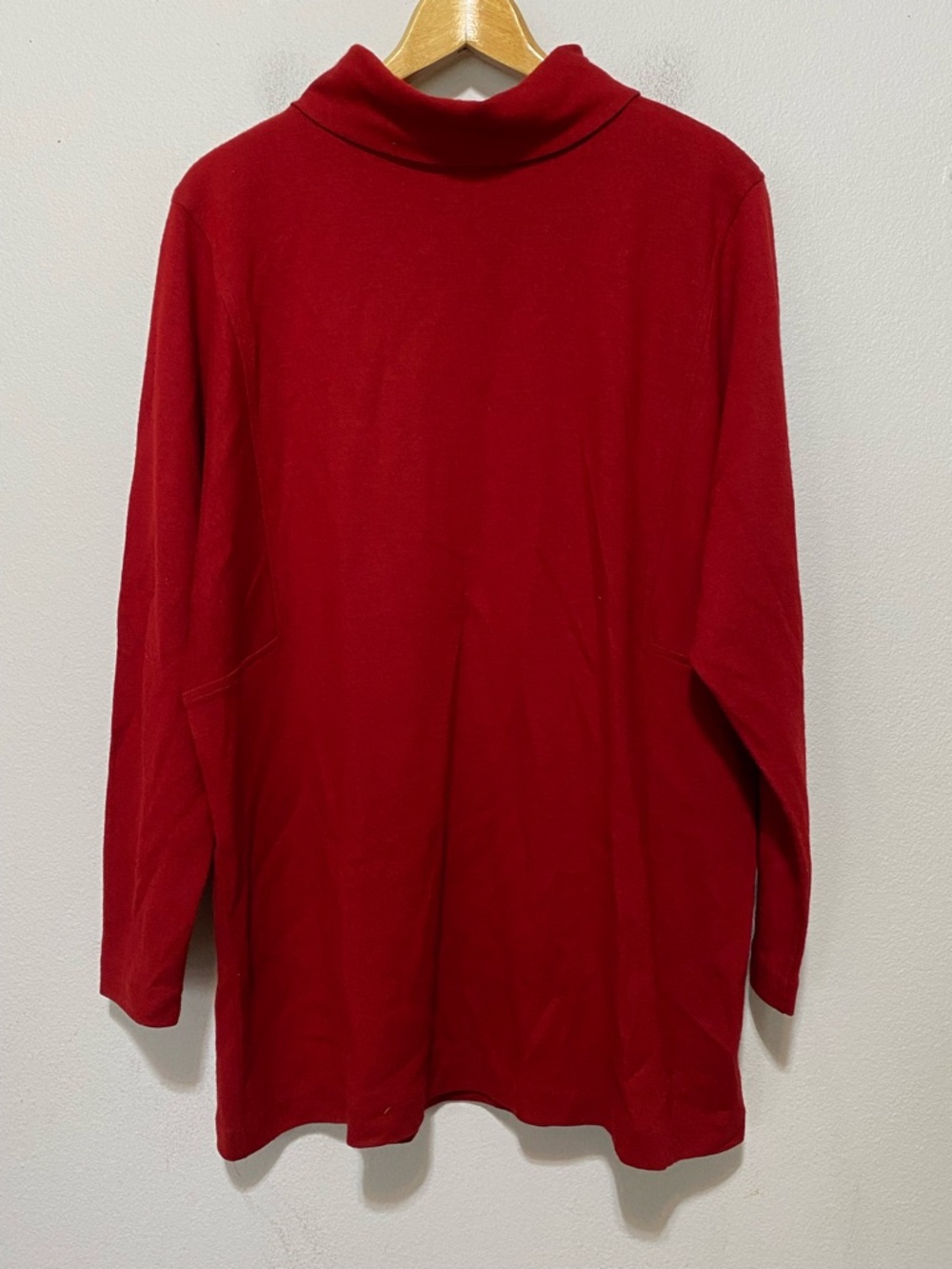 Vtg Akimbo 100% Wool Jersey Turtleneck Womens 2XL Red Minimal Classic